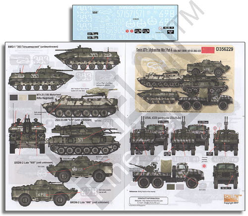 D356229 1/35 Soviet AFVs (Afghanistan War) Pt 4: Shilka BMD-1 BRDM-2 MT-LB & URAL-4320
