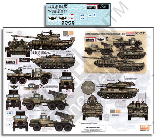D356243 1/35 Syrian AFVs (Syrian Civil War 2011) Pt 3: BM-21 Ural 4320 BMP-1 T-55AMV & Zsu-23-4
