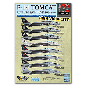 DXM11-7142 1/72 USN F-14A/B Tomcat VF-11/VF-14/VF-103 High Visibility 