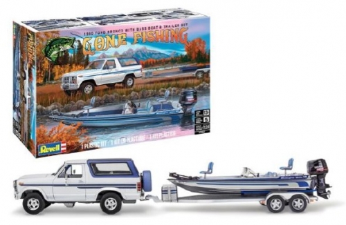 7242 1/24 Gone Fishing 1980 Ford Bronco w/Bass Boat & Trailer