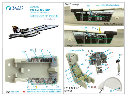 [사전 예약] QDS-48280 1/48 F/A-18C late 3D-Printed & coloured Interior on decal paper (HobbyBoss)(Small version)