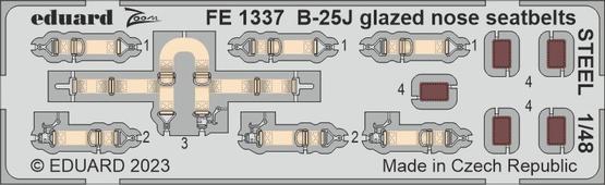 FE1337 1/48 B-25J glazed nose seatbelts STEEL 1/48 HKM