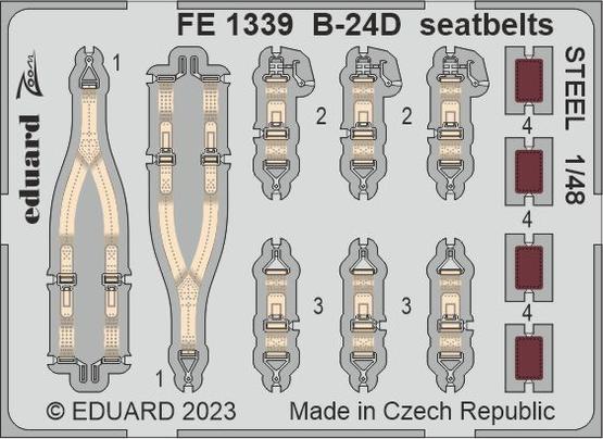 FE1339 1/48 B-24D seatbelts STEEL 1/48 REVELL
