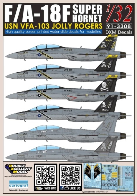 [사전 예약] DXM91-3308 1/32 USN F/A-18F Super Hornet VFA-103 Jolly Rogers