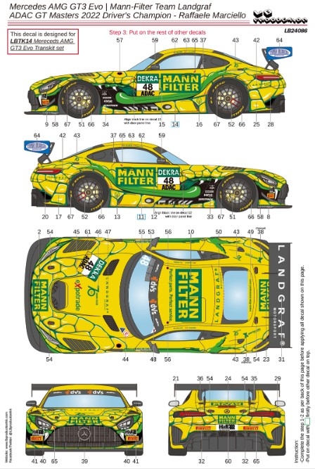 [사전 예약] 24086 1/24 Mercedes AMG GT3 Evo Mann-Filter Team Landgraf ADAC GT Masters 2022 Driver's Champion - R