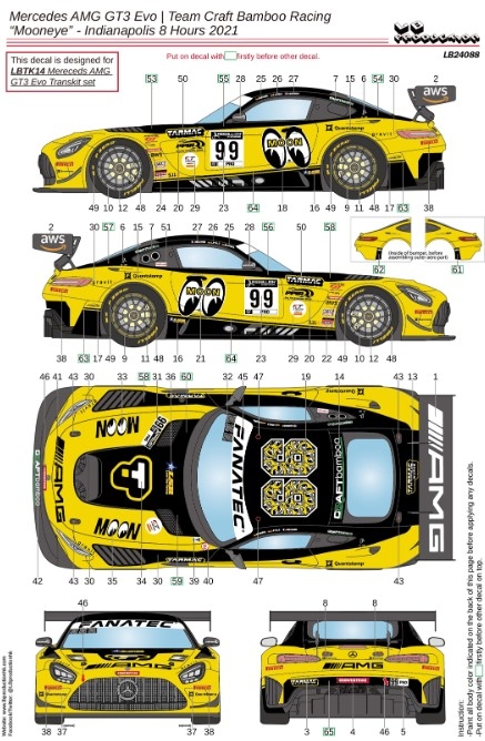 [사전 예약] 24088 1/24 Mercedes AMG GT3 Evo Team Craft Bamboo Racing "Mooneye" Indianapolis 8 Hours 2021