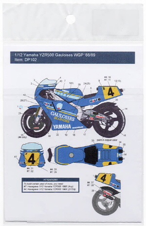 DP102 1/12 Yamaha YZR500 Gauloises #4 C. Sarron '88/89