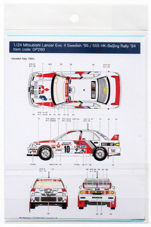 DP260 1/24 Mitsubishi Lancer EVO II #10/11 Swedish Rally '95 / HK-Beijing Rally '94 for Hasegawa (de