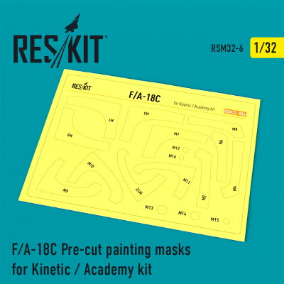 [사전 예약] RSM32-0006 1/32 F/A-18C \"Hornet\" Pre-cut painting masks for Kinetic / Academy kit (1/32) Kinetic, Ac