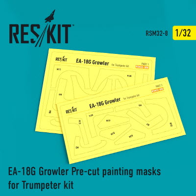 RSM32-0008 1/32 EA-18G \"Growler\" Pre-cut painting masks for Trumpeter kit (1/32) Trumpeter