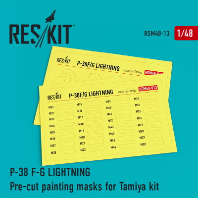[사전 예약] RSM48-0013 1/48 P-38 (F,G) \"Lightning\" Pre-cut painting masks for Tamiya kit (1/48) Tamiya