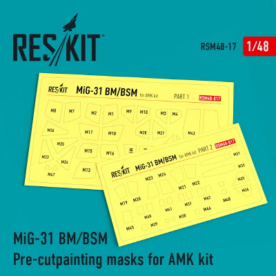 RSM48-0017 1/48 MiG-31 Pre-cut painting masks for AMK kit (1/48) GWH