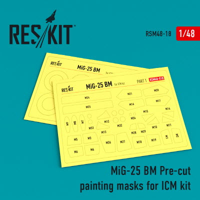 RSM48-0018 1/48 MiG-25BM Pre-cut painting masks for ICM kit (1/48) ICM