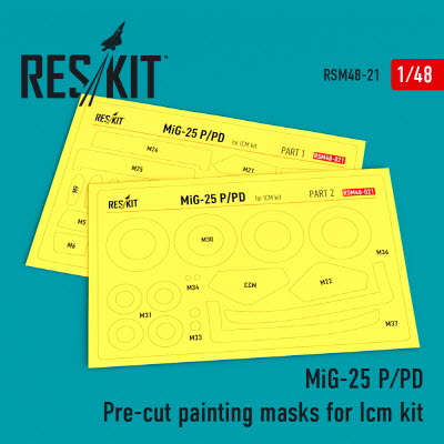 [사전 예약] RSM48-0021 1/48 MiG-25 (P,PD) Pre-cut painting masks for ICM kit (1/48) ICM