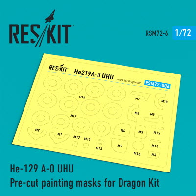 [사전 예약] RSM72-0006 1/72 He-129 A-0 \"UHU\" Pre-cut painting masks for Dragon kit (1/72) Dragon