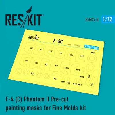RSM72-0008 1/72 F-4C \"Phantom II\" Pre-cut painting masks for FineMolds kit (1/72) FineMolds