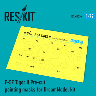 [사전 예약] RSM72-0009 1/72 F-5F "Tiger II" Pre-cut painting masks for DreamModel kit (1/72) Dream Model