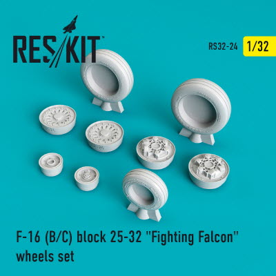 RS32-0024 1/32 F-16 (B,C) block 25-32 \"Fighting Falcon\" (weighted) wheels set (1/32)