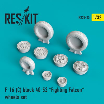 RS32-0025 1/32 F-16C block 40-52 \"Fighting Falcon\" (weighted) wheels set (1/32)