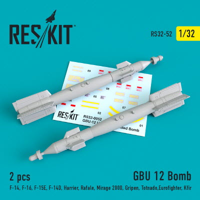 RS32-0052 1/32 GBU-12 guided bombs (2 pcs) (F-14, F-16, F-15E, F-14D, Harrier, Rafale, Mirage 2000,
