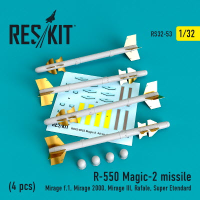 RS32-0053 1/32 R-550 Magic-2 missiles (4 pcs) (Mirage f.1, Mirage 2000, Mirage III, Rafale, Super Et