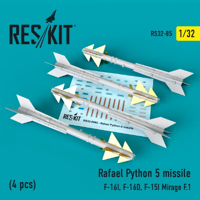 RS32-0085 1/32 Python 5 missiles (4 pcs) (F-16I, F-16D, F-15I Mirage F.1) (1/32)