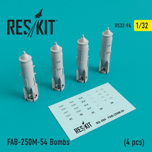 [사전 예약] RS32-0094 1/32 FAB-250М-54 bombs (4 pcs) ( Su-25, MiG-21, MiG-27) (1/32)