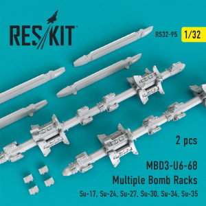 RS32-0095 1/32 MBD3-U6-68 Multiple Bomb Racks (2 pcs) (Su-17, Su-24, Su-27, Su-30, Su-34, Su-35) (1/