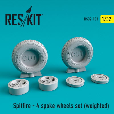 RS32-0103 1/32 Spitfire (4 spoke) wheels set (weighted) (1/32)
