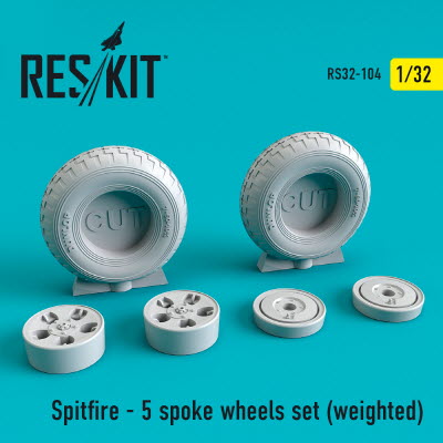 RS32-0104 1/32 Spitfire (5 spoke) wheels set (weighted) (1/32)
