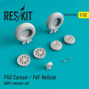 [사전 예약] RS32-0106 1/32 F4U \"Corsair\"/F6F \"Hellcat\" NAVY wheels set (1/32)