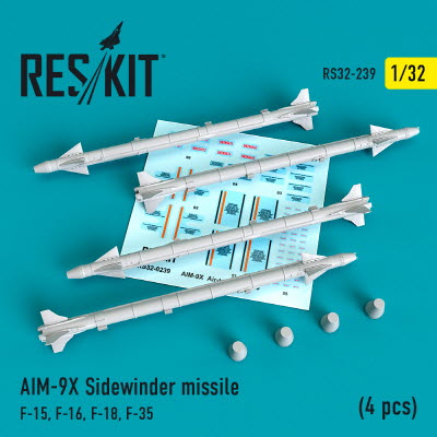 [사전 예약] RS32-0239 1/32 AIM-9X Sidewinder missiles (4 pcs) (F-15, F-16, F-18, F-35) (1/32)