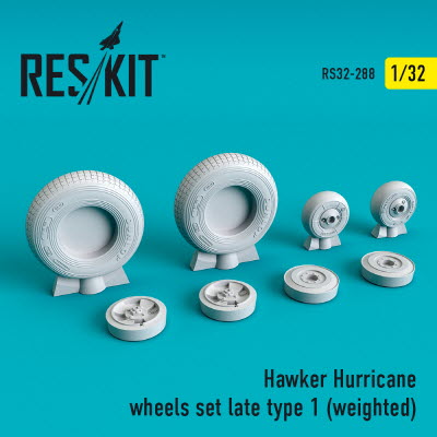 RS32-0288 1/32 Hawker Hurricane wheels set (late type 1) (weighted) (1/32)