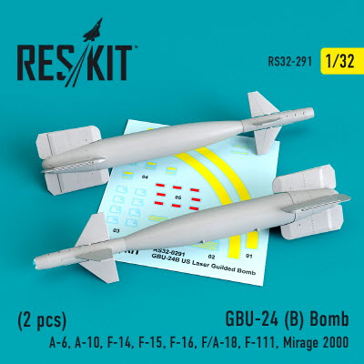 RS32-0291 1/32 GBU-24B bombs (2 pcs) (A-6, A-10, F-14, F-15, F-16, F/A-18, F-111, Mirage 2000) (1/32
