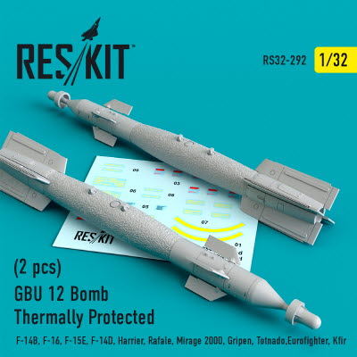 [사전 예약] RS32-0292 1/32 GBU-12 bombs thermally protected (2 pcs) (F-14B, F-16, F-15E, F-14D, Harrier, Rafale,