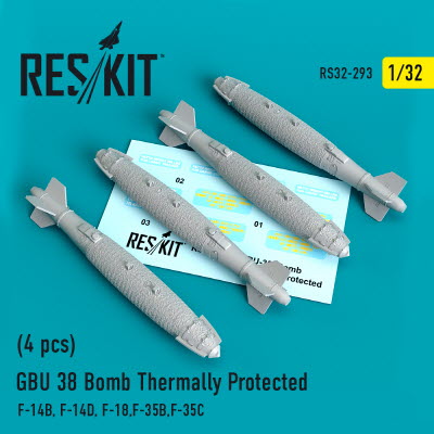 RS32-0293 1/32 GBU 38 bombs thermally protected (4 pcs) (F-14B, F-14D, F-18,F-35B,F-35C) (1/32)