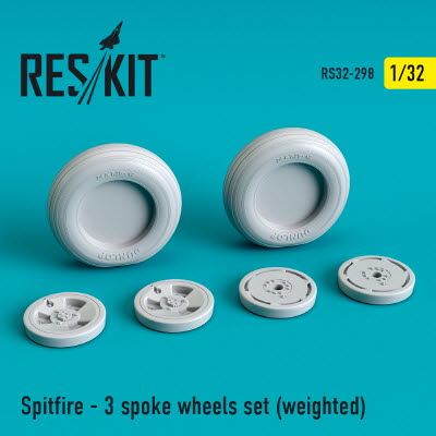RS32-0298 1/32 Spitfire (3 spoke) wheels set (weighted) (1/32)