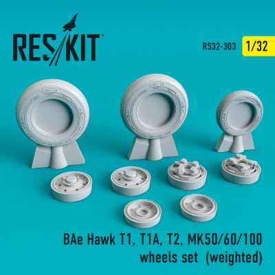 RS32-0303 1/32 BAe Hawk T1, T1A, T2, MK50/60/100 wheels set (weighted) (1/32)