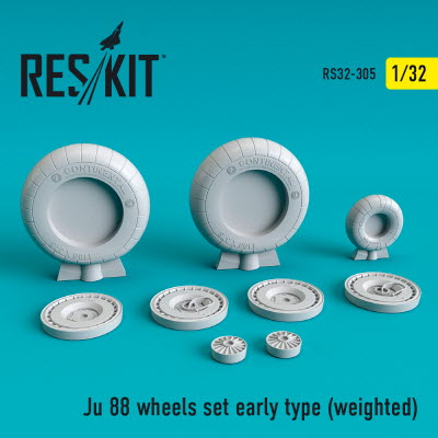 RS32-0305 1/32 Ju-88 wheels set early type (weighted) (1/32)