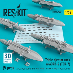 [사전 예약] RS32-0340 1/32 Triple Ejector Rack A/A37B-6 (TER-7) (5 pcs) (A-4, A-6, A-7, F-4, S-3,F-8, F-84F, F-1
