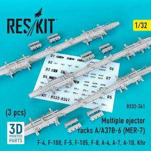 RS32-0341 1/32 Multiple ejector racks A/A37B-6 (MER-7) (3 pcs) (F-4, F-100, F-5, F-105, F-8, A-4, A-