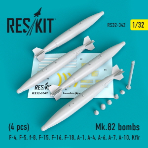 RS32-0342 1/32 Mk.82 bombs (4 pcs) (F-4, F-5, F-8, F-15, F-16, F-18, A-1, A-4, A-6, A-7, A-10, Kfir,
