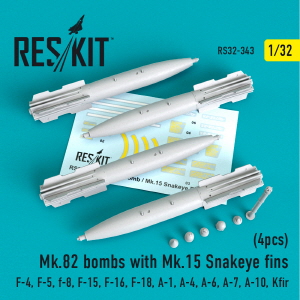 RS32-0343 1/32 Mk.82 bombs with Mk.15 Snakeye fins (4 pcs) (F-4, F-5, F-8, F-15, F-16, F-18, A-1, A-