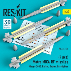 [사전 예약] RS32-0362 1/32 Matra MICA RF missiles (4 pcs) (Mirage 2000, Rafale, Gripen, Eurofighter) (1/32)