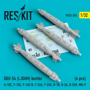 RS32-0365 1/32 GBU-54 (LJDAM) bombs (4 pcs) (A-10C, F-15E, F-16C/D, F-22A, F-35A, B-1B, B-2A, B-52H,