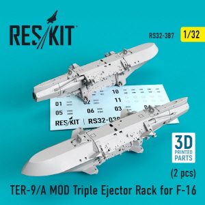 RS32-0387 1/32 TER-9/A MOD Triple Ejector Rack for F-16 (2 pcs) (3D Printing) (1/32)