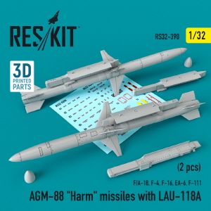 RS32-0390 1/32 AGM-88 "Harm" missiles with LAU-118A (2 pcs) (F/A-18, F-4, F-16, EA-6, F-111) (1/32)