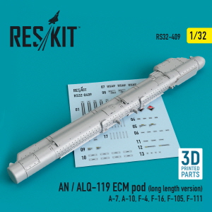 [사전 예약] RS32-0409 1/32 AN / ALQ-119 ECM pod (long length version) (A-7, A-10, F-4, F-16, F-105, F-111) (3D p