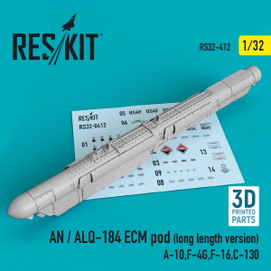 [사전 예약] RS32-0412 1/32 AN / ALQ-184 ECM pod (long length version) (A-10,F-4G,F-16,C-130) (3D printing) (1/32