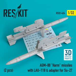 RS32-0424 1/32 AGM-88 "Harm" missiles with LAU-118 & adapter for Su-27 (2 pcs) (1/32)